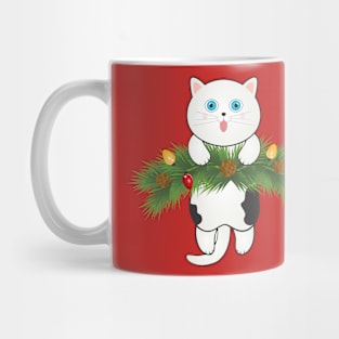 Gato colgado navideño Mug